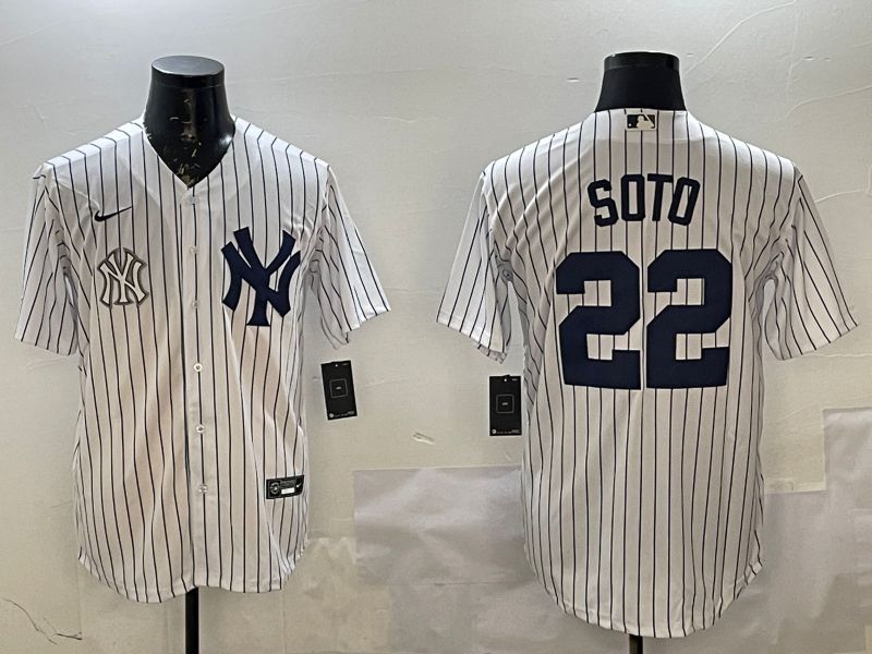 Men New York Yankees #22 Soto White Stripe Game 2025 Nike MLB Jersey style 5->new york yankees->MLB Jersey